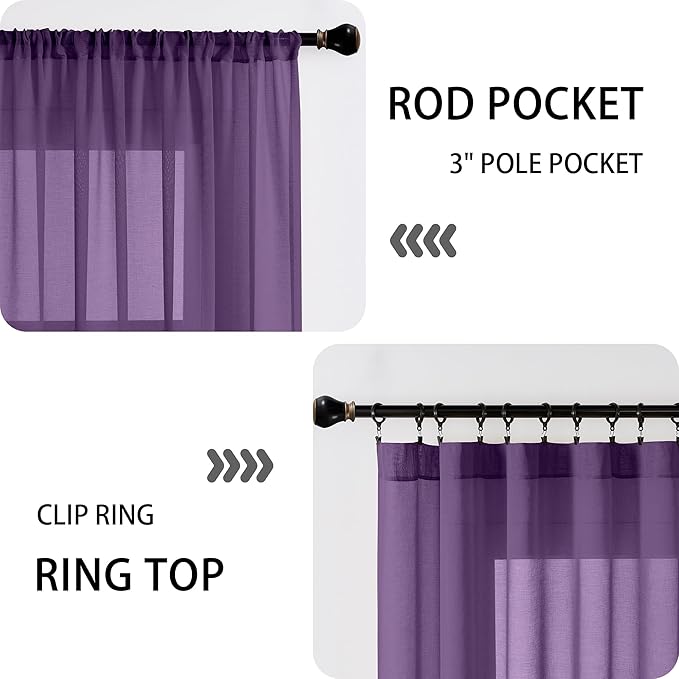 Tollpiz Sheer Door Curtain Closet Linen Textured Curtains Sheer Doorway Light - Image 5
