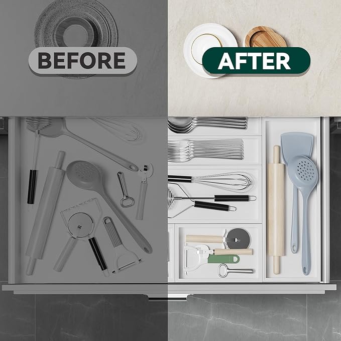 Bamboo Drawer Organizer, Small Silverware Organizer - Image 6