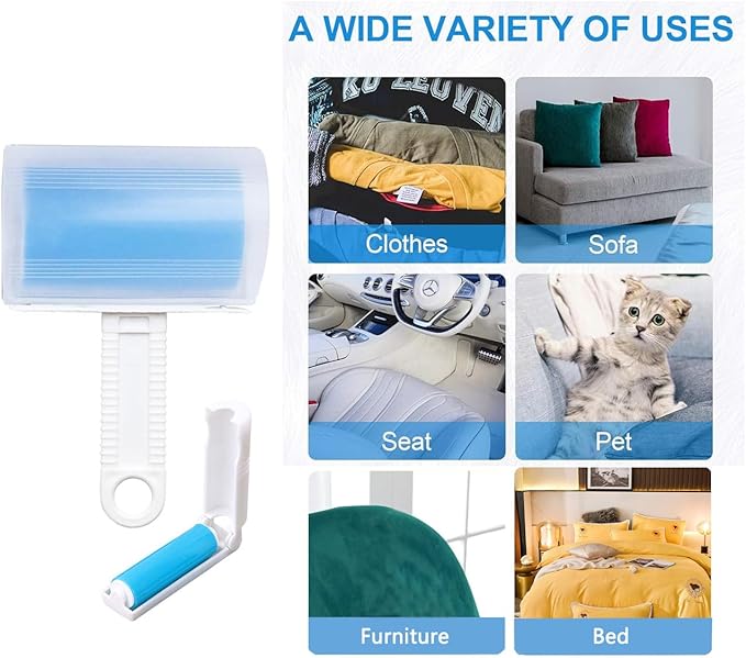 Reusable Portable Lint Roller 4 Pack, Washable Sticky Lint Roller Travel Pet - Image 4