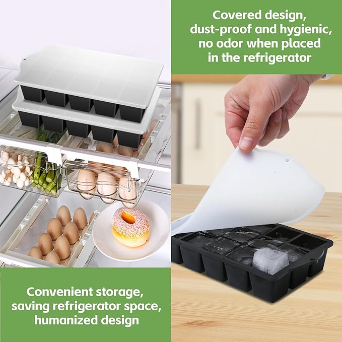 Silicone Ice Cube Tray, 2 Pack Easy-Release Stackable Ice Trays - Image 5