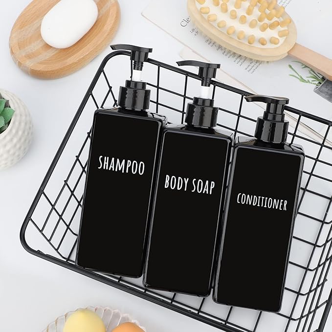 Segbeauty Plastic Square Soap Dispenser Black, 500ml Empty Reusable Pump Bottle - Image 7