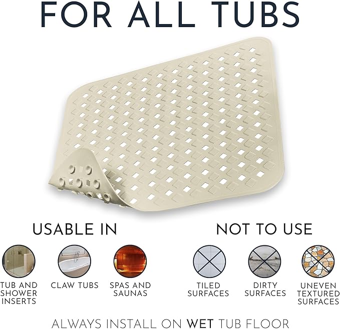 Homerella Anti Slip Shower Mat | Anti Mold Non Slip Bathtub Mat - Image 2