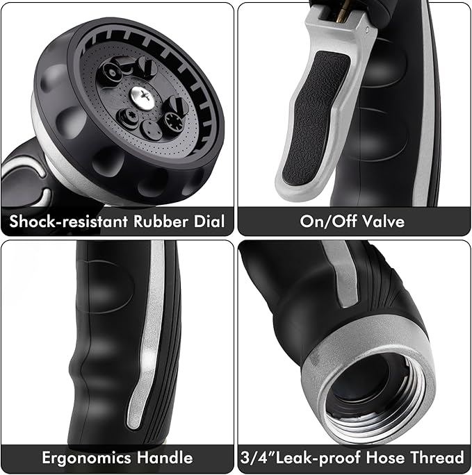 RESTMO Hose Nozzle with Easy Self-Lock Trigger, Heavy Duty Metal Water Hose - Image 7