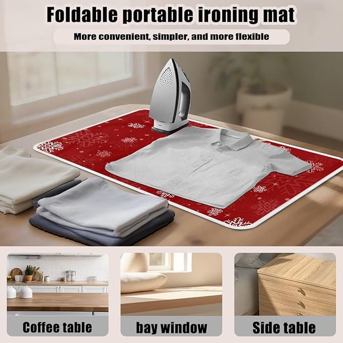 Red Ironing Pad Christmas Ironing Blanket Thick Travel Iron Pad Heat Resistant - Image 6