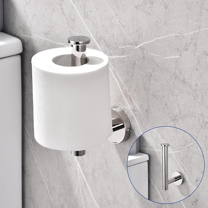 TASTOS Toilet Paper Holder SUS304 Stainless Steel Round Size Polished Chrome 2 - Image 6