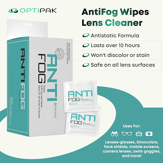 Anti Fog Wipes for Glasses, Binoculars, Face Shields, Ski Masks or Swim Goggles - Image 2