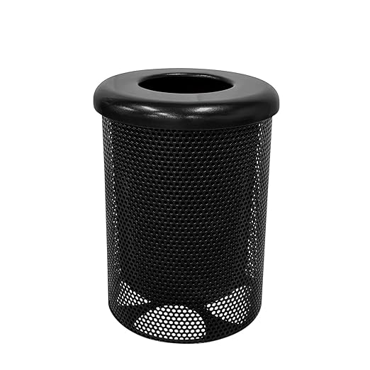 COATEDOUTDOORFURNITURE RFT-P-TXTBLK Heavy Duty Round Trash Receptacle by CoatedOutdoorFurniture