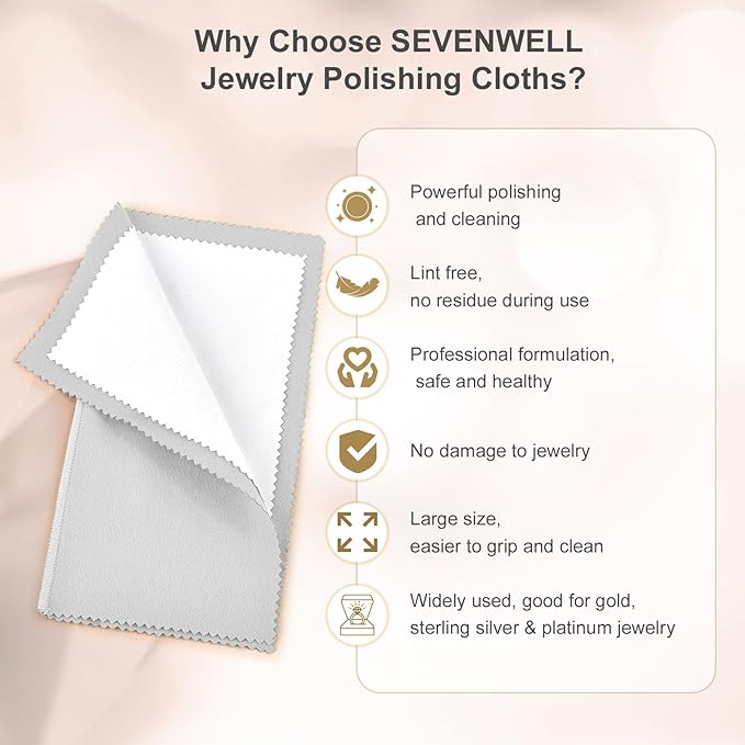 SEVENWELL Silver Polishing Cloth, Jewelry Cleaner Cloth - Image 3