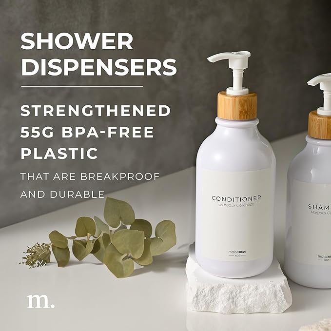 MaisoNovo Refillable Shampoo and Conditioner Bottles | 16.9 fl oz Set of 3 - Image 2