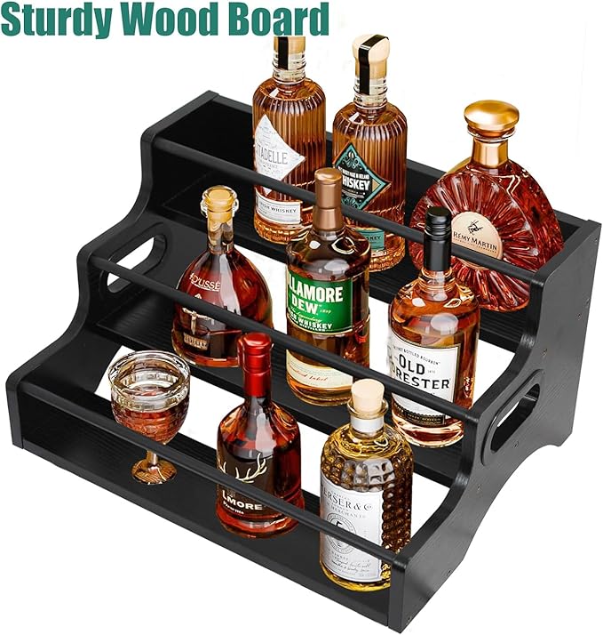 AT-VALY 3-Tier Spice Rack, Iron&MDF Kitchen Storage Shelf, Space-Saving - Image 4