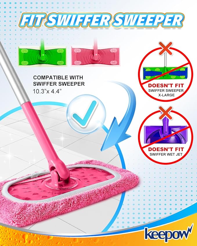 KEEPOW 6 Pack Reusable Mop Pads Compatible - Image 2
