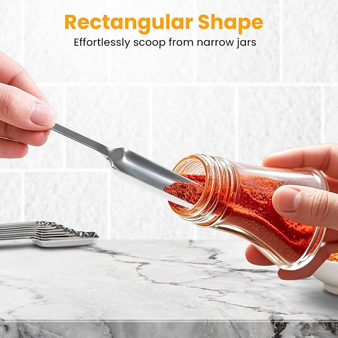 Stainless Steel Measuring Spoons Set of 11, Includes 6 Rectangular Measuring - Image 3