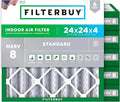 Filterbuy 24x24x4 Air Filter MERV 8 Dust Defense Replacement, Electrostatic by Filterbuy