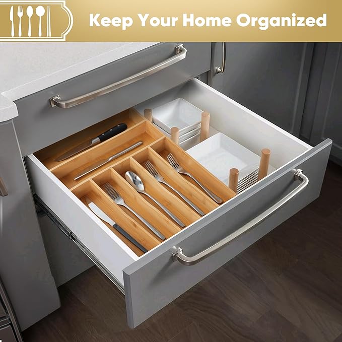 Silverware Organizer, 12.5 Inch Utensil Organizer Kitchen Drawer Organizer - Image 5