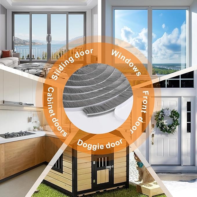 16.5FT Brush Weather Stripping, Neat Pile Self Adhesive Seal Strip - Image 5