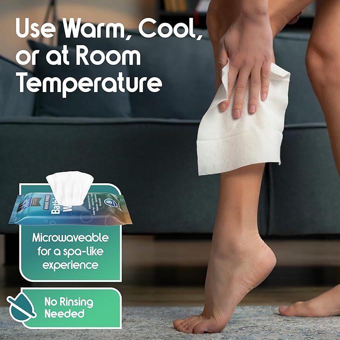 Inspire Ultra Thick Rinse Free Body Wipes, Bathing Wipes, Rinse Free Wet Wipes - Image 2