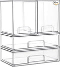 Vtopmart Clear Stackable Storage Drawers Set of 4, Plastic Organizer Bins by Vtopmart