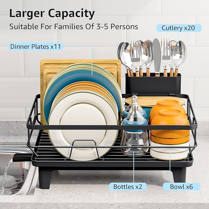 Dish Drying Rack for Kitchen Counter, Space-Saving Dish Rack, Sink Kitchen - Image 6