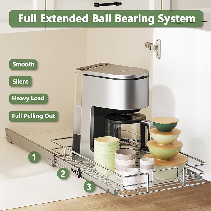 LOVMOR Pull Out Cabinet Organizer 11" W x 18" D, Kitchen Cabinet Pull Out - Image 2