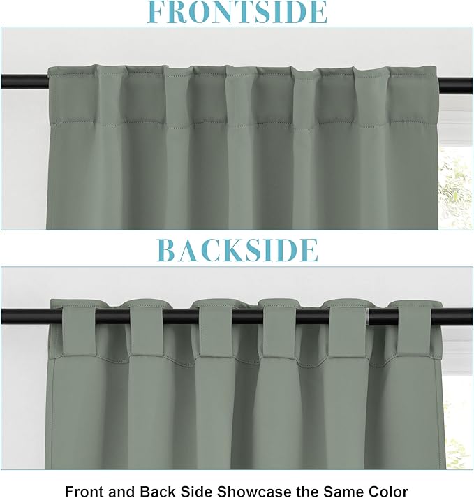 RYB HOME Small Window Curtains, 34 Width x 30 Length, 2 Panels, Sage Green - Image 3