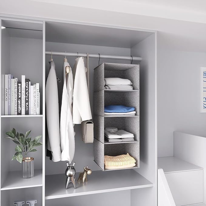 Hanging Closet Organizer, Easy Mount Collapsible 4-Shelf Camper Closet Wardrobe - Image 4