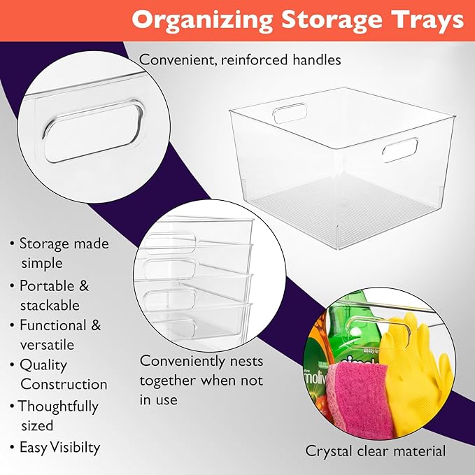 ClearSpace Clear Plastic Storage Bins – XL 6 Pack Perfect Kitchen or Pantry - Image 4