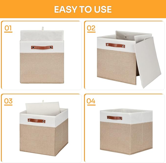 DULLEMELO Cube Storage Bins, Collapsible foldable Linen Canvas Closet Storage - Image 7