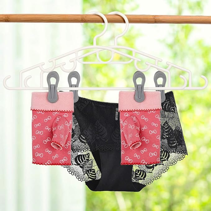 Tinfol 24pc Grey Plastic Hanger Clips, Strong Pinch Grip Finger Clips - Image 7