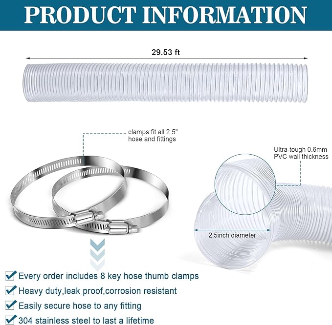 2.5 inches 30 ft PVC Dust Collection Hose - Image 2