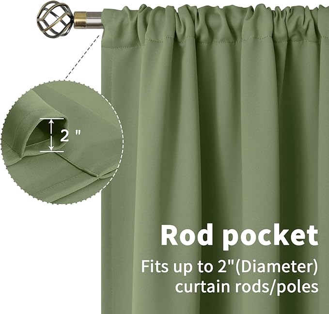 BGment Olive Green Short Curtains 40 Inches Long - Image 5