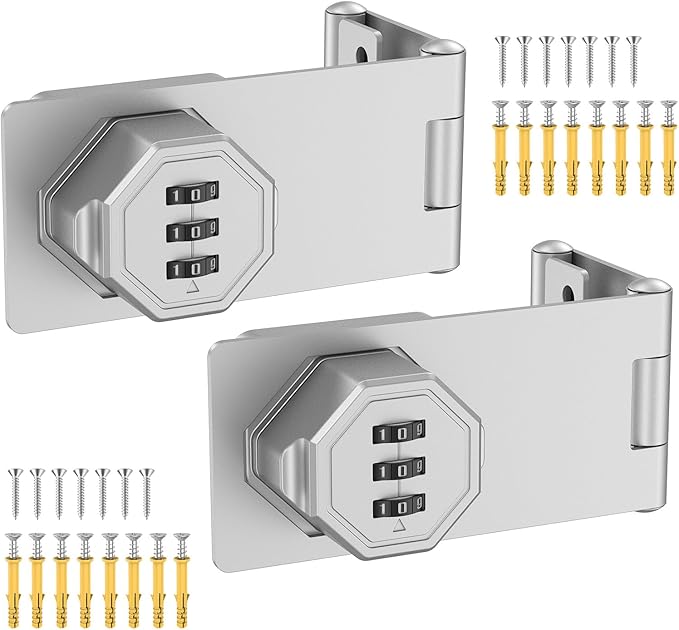 90 Degree 3-Digit Combination Cabinet Lock, Zinc Alloy Keyless Folding Hasp by BiceNoning