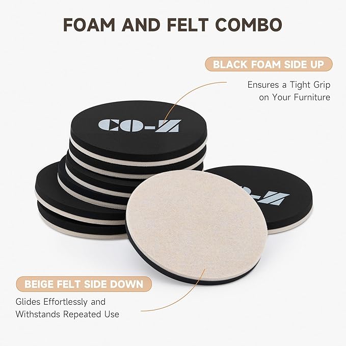 CO-Z 8pcs Felt Furniture Sliders - Image 4
