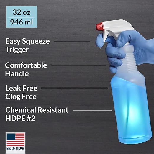 Pinnacle Mercantile Plastic Spray Bottles Leak Proof Technology Empty 32 oz - Image 2