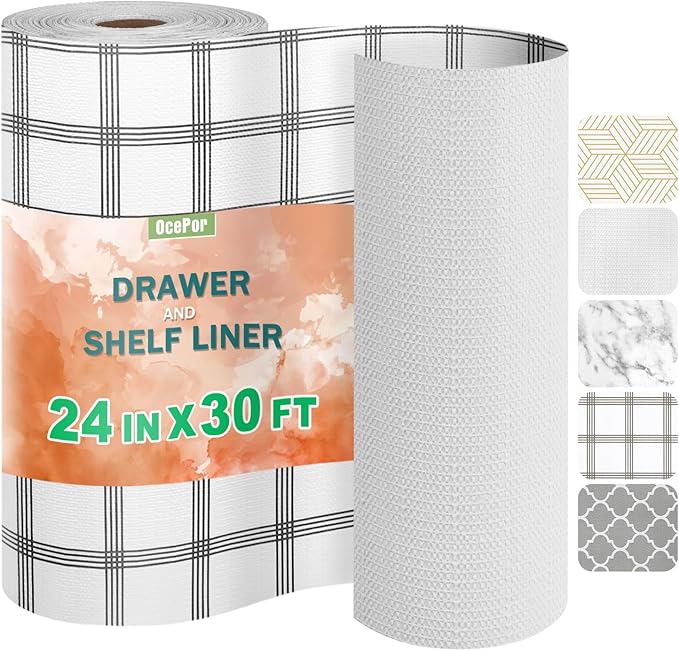 OcePor Non-Adhesive Drawer and Shelf Liner 24IN x 30FT，Non Slip Cabinet and by OcePor