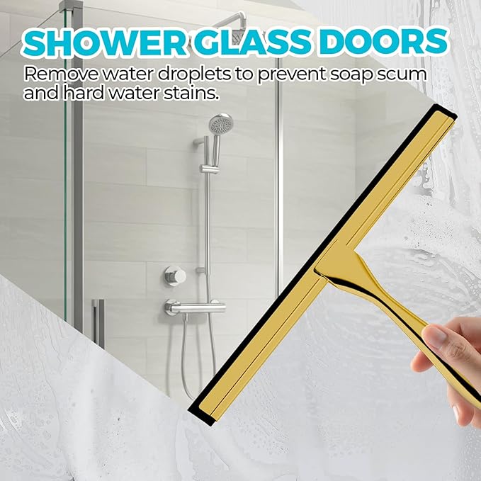 2PACK 10-Inch Golden All-Purpose Shower Squeegee - Image 3
