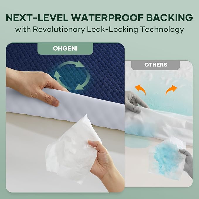OhGeni 100% Waterproof Mattress Protector, Queen Size Mattress Pad, Fits 6"-20" - Image 4