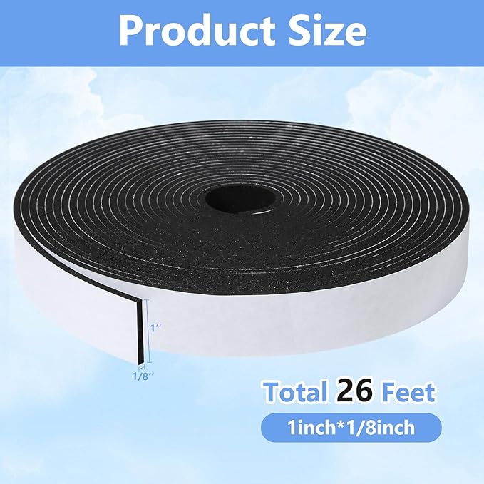 Weather Stripping Door Seal Strip- 1 Inch X 1/8 Inch X 26Feet, Strong Adhesive - Image 2