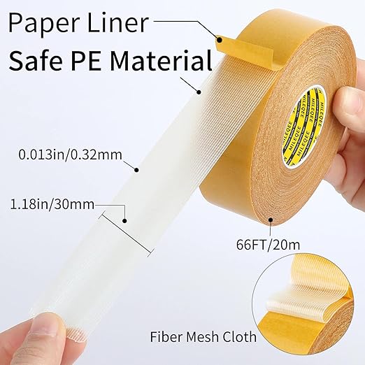 Double Sided Tape Heavy Duty, 1.18" x 66FT, Universal High Tack Strong Wall - Image 2