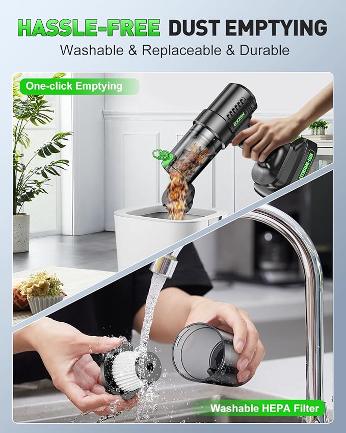 Handheld Car Vacuum Cleaner Cordless 18000PA, 2 in 1 Air Duster & Vacuum Cleaner - Image 5