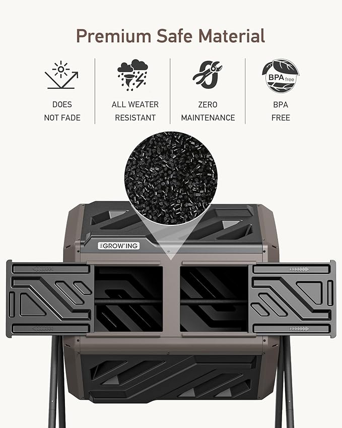 THEGROW'ING Updated 43 Gallon Compost Bin Outdoor, Fast Assemble Tumbling - Image 6