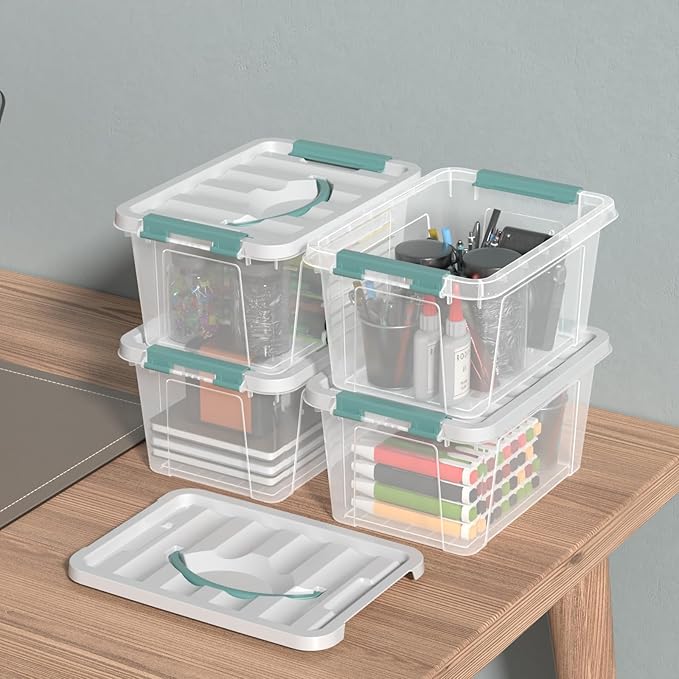 Zopnny 7 Quart Small Clear Storage Latch Box - Image 6
