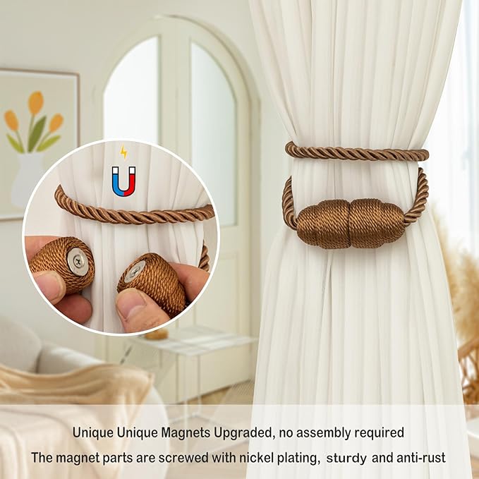 Magnetic Rope Curtain Tiebacks 6 Pack Holders - Image 3