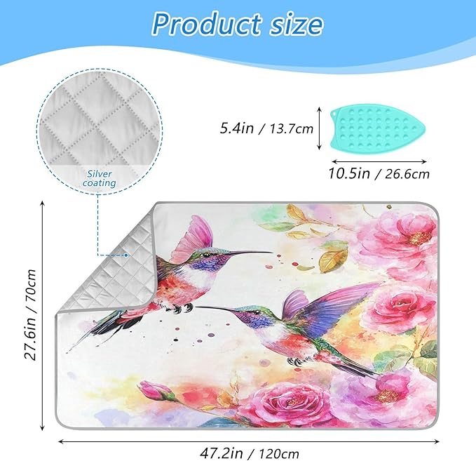 Watercolor Red Hummingbird Ironing Mat - Image 2