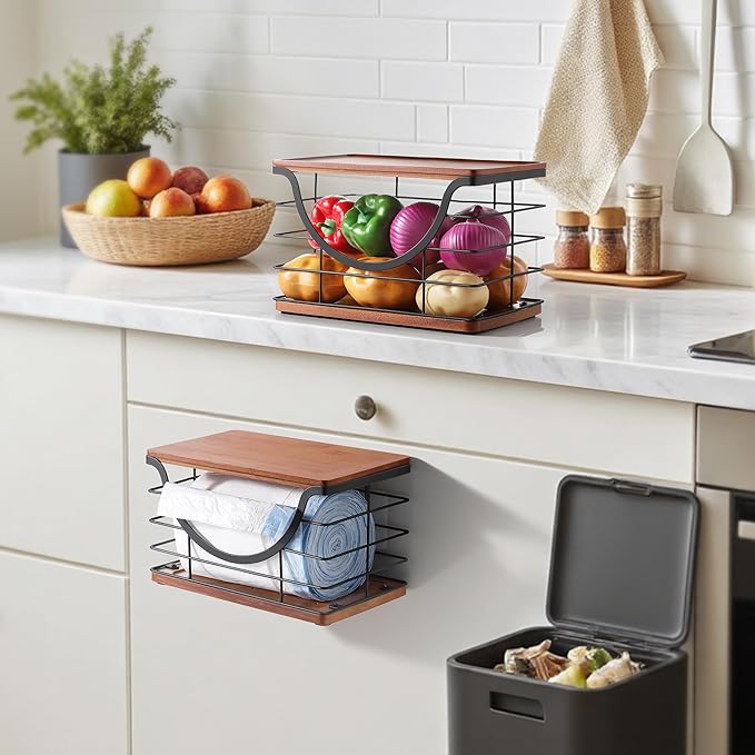 Extra Large Trash Bag Holder Stackable Kitchen Storage, 2 Pack Wall Mounted - Image 4