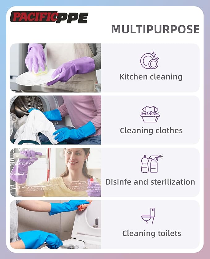 PACIFIC PPE 4 Pairs Reusable Dishwashing Cleaning Gloves - Image 5