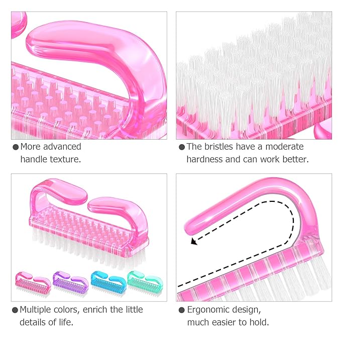 Handle Grip Nail Brush, Hand Fingernail Brush Cleaner Scrubbing Kit Pedicure - Image 5