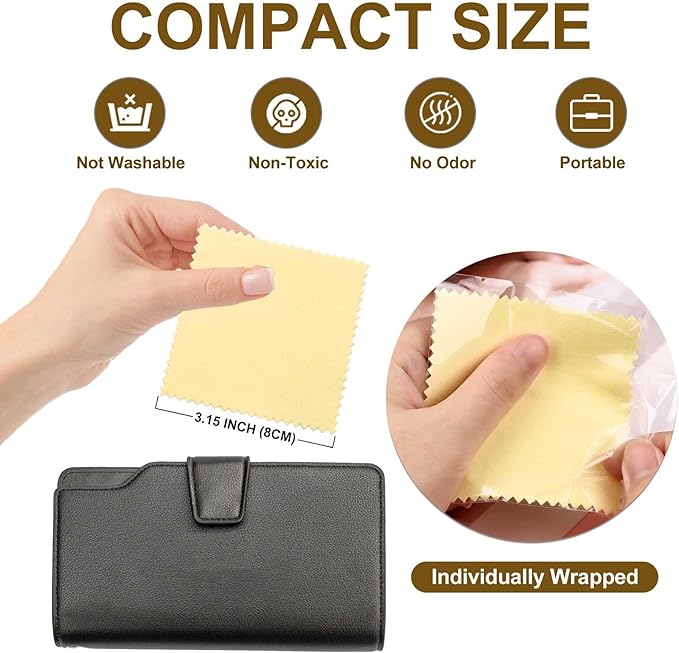 SEVENWELL 50pcs Jewelry Cleaning Cloth Yellow Polishing Cloth - Image 2