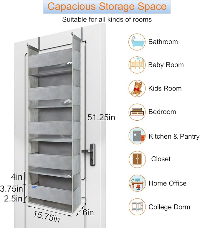 Extra Large Over The Door Organizer Storage 5-Shelves and 10 Side Pockets - Image 6