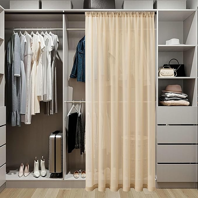 Tollpiz Sheer Curtain Closet Linen Textured Curtain Sheers Doorway Light - Image 3