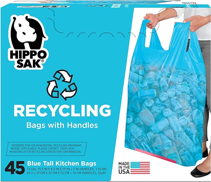 Hippo Sak 13 Gallon Blue Recycling Bags by HippoSak